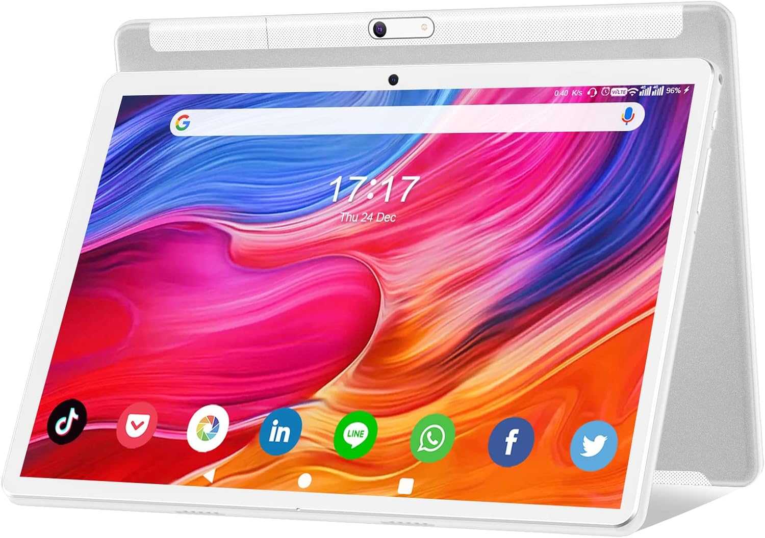 Tablet 10.1 inch Android 12 Tablet 2024 Latest Update Octa-Core Processor with 64GB Storage, Dual 13MP+5MP Camera, WiFi, Bluetooth, GPS, 512GB Expand Support, IPS Full HD Display (Silver)