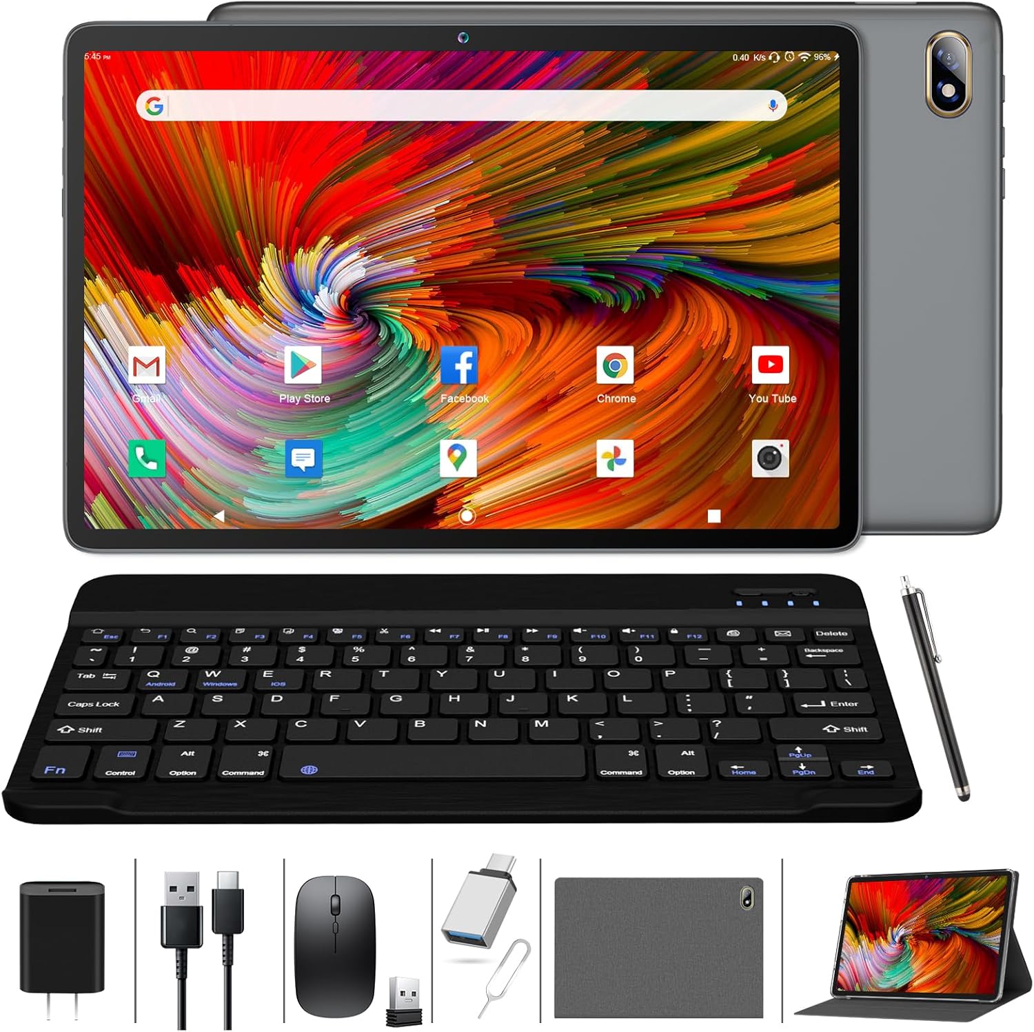 Tablet 2024 Newest Android Tablet 10 Inch WiFi Tablet 2 in1Tablet with Keyboard octa-core Tablet with128GBROM 1TB Expand 5G WiFi Tablet HD Screen13MP Camera 7000mAh/Bluetooth 5.0/Mouse/Stylus/Case