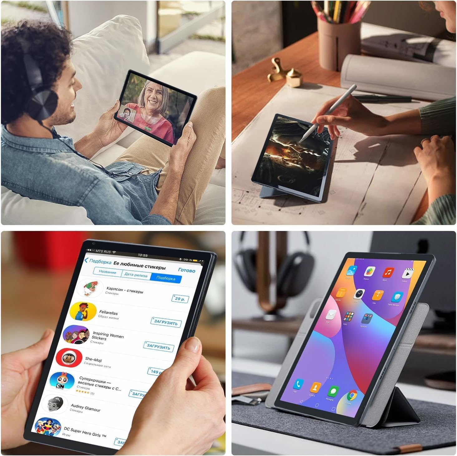 Android Tablet, 10.1 inch Tablets with 1280 * 800 IPS HD Touchscreen, Octa-Core Processor, 10GB RAM 128GB ROM, 1TB TF Card Expandable, 5G/2.4G WiFi, BT 5.0,Dual Camera, 2024 US Version