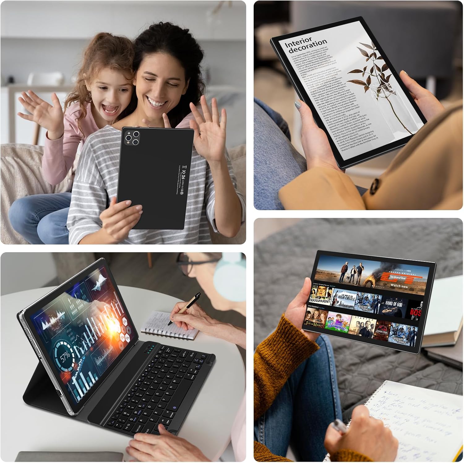 Android Tablet 2024 Newest Tablet 10 inch, Android 13 Tablet with Keyboard,128GB ROM 16GB RAM TF1TB Expand,Octa-Core Tablet with 5GWiFi,1080FHD,13MP+8MPCamera,Bluetooth5.0,GPS,Mouse,Case,Black