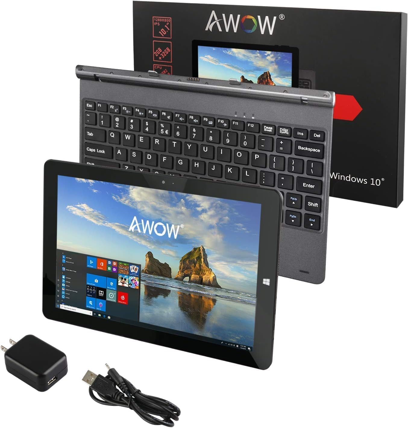 AWOW 10.1 Touch Screen Windows 10 Tablet PC with X5-Z8350 Quad-Core 1.44Ghz/IPS HD 1280 X 800/4GB/64GB