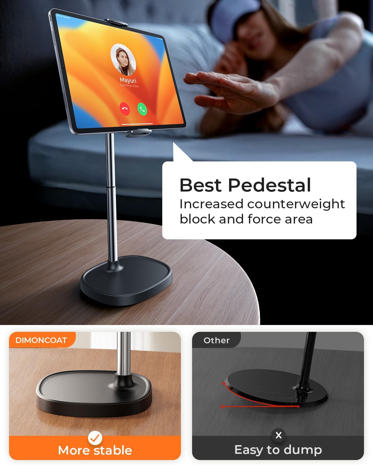 Height Adjustable Tablet Stand for Desk, Tablet Holder 360° Rotation: Desktop Tablet Accessories for 4.7-15.6 Like iPad Pro 13, 11, 9.7, 10.5, Air Mini 2 3 4, Kindle, Monitor, E-Reader, iPhone 16