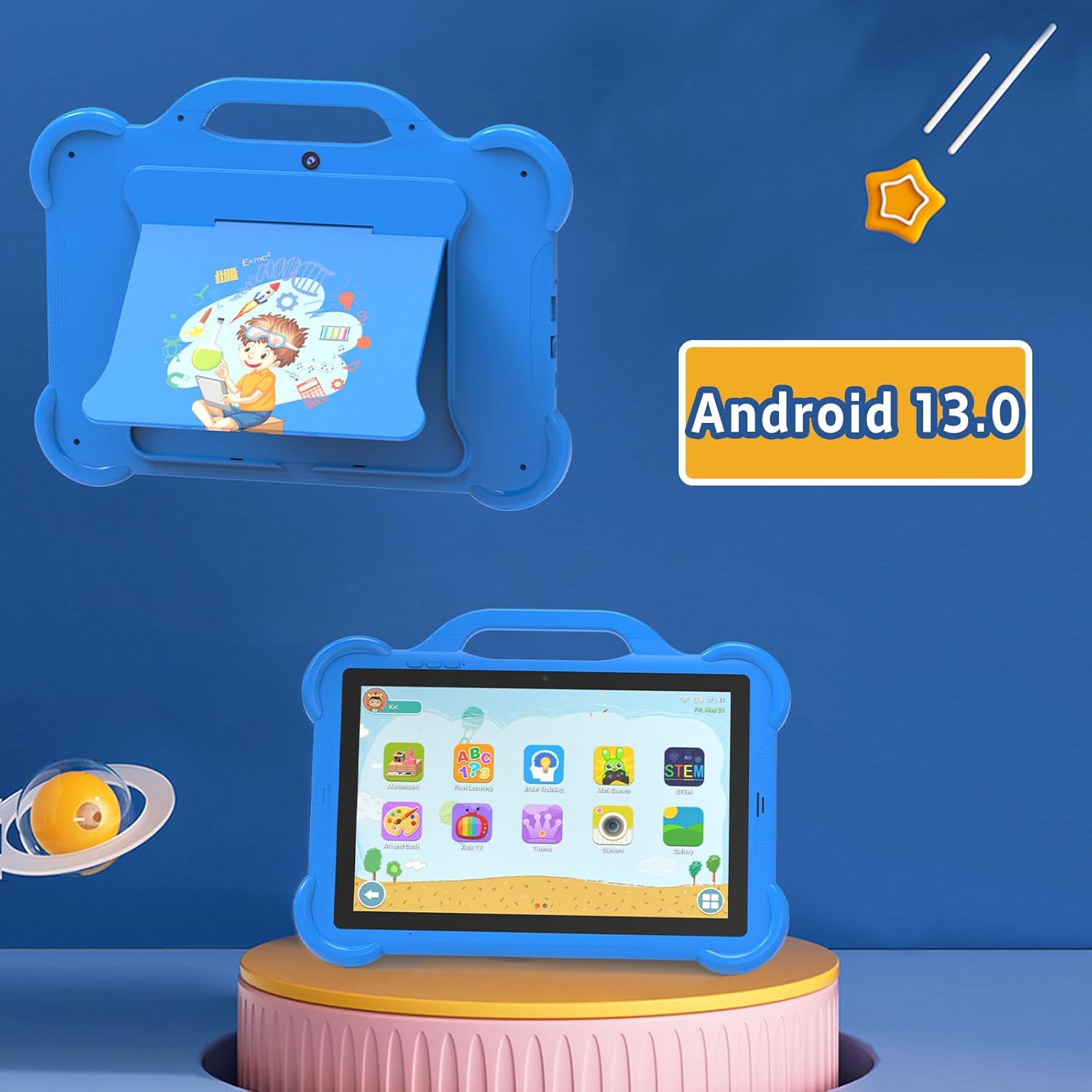 Kids Tablet, 10.1 inch Android 13 Tablet, 8GB+64GB, 1TB Expandable, 5G WiFi 6, BT 5.0, Quad-Core, 6000mAh, Dual Camera, AWAWA Parental Control Mode, Blue Light Eye Protection Screen with Case.