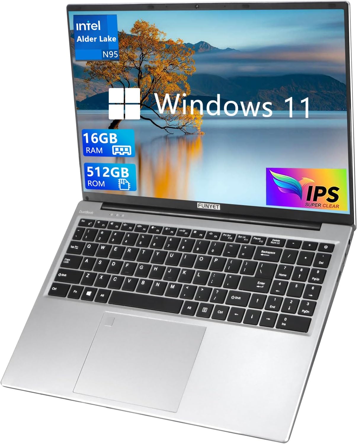 16 Inch Laptop Computer, Gaming Laptop, 16GB RAM 512GB SSD, Intel 12th Gen N95 Processor(up to 3.4GHz), FHD 1920 * 1200, 180 Angle Opening, Fingerprint Unlock, Backlit Keyboard, Windows 11 Pro