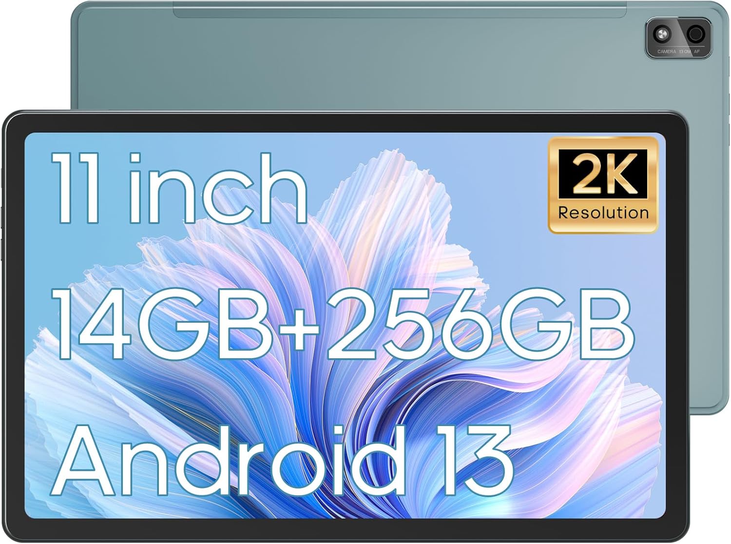 2024 Newest 11 inch Tablet Android 13 Tablet, 2K 2000 x 1200 Display, 14GB RAM 256GB ROM 512GB Expand with Octa-Core CPU, 13MP+5MP, Dual SIM/2.4G5G WiFi/BT5.0/Type C/GPS/7500mAh, 18W Fast Charging