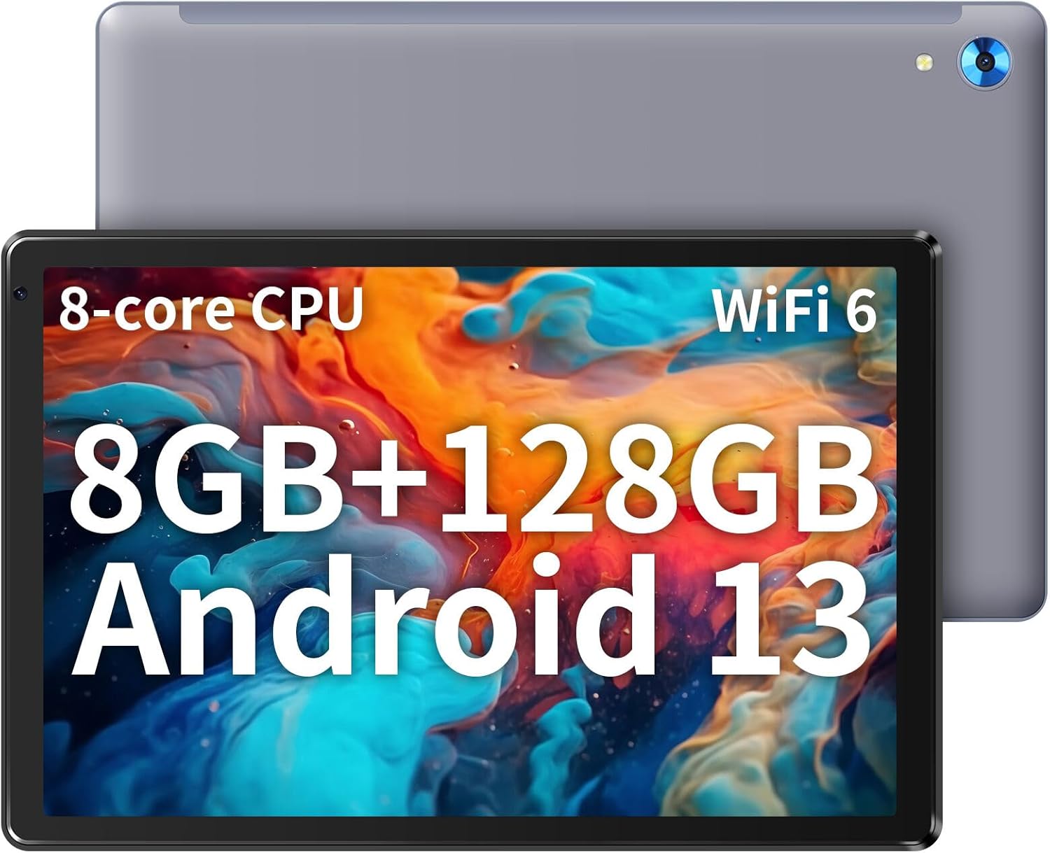 Android Tablet, 10 Inch Android 13 Tablet, 1280x800 IPS HD Touch Screen Tablet with Dual Camera, 8GB RAM 128GB ROM 1TB Expand Octa Core Tablet, Bluetooth, 5000mAh Battery