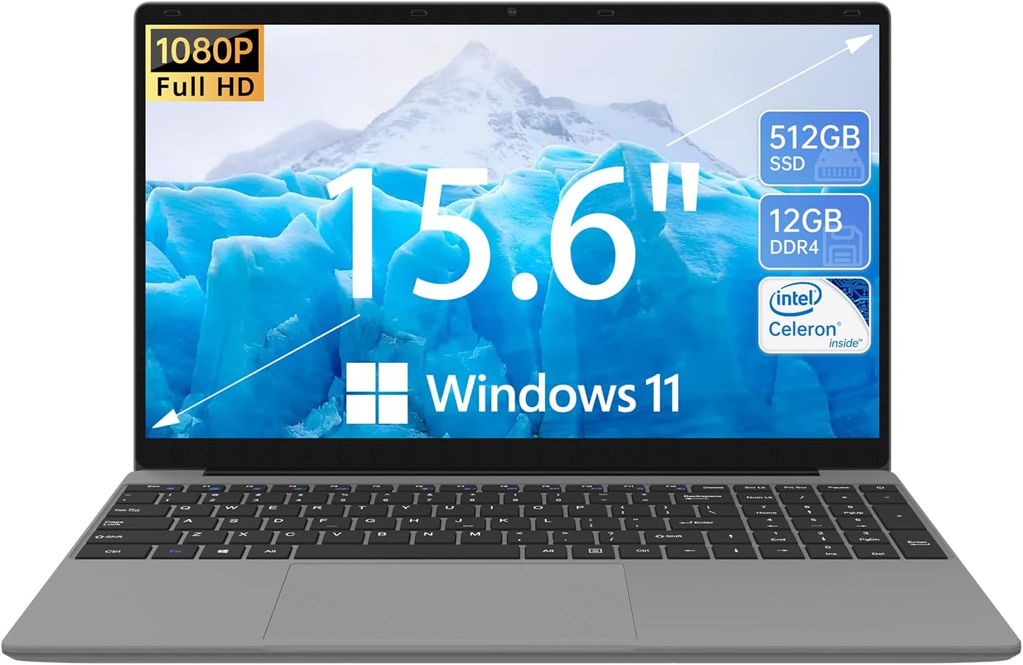 ApoloSign 15.6 Inch Laptop Computer, Windows 11 Laptops with 12GB RAM 512GB SSD, FHD IPS 1920x1200 Display, Celeron N5095 Quad-Core Processor (Up to 2.8GHz), 2.4G+5G WiFi, 178° Open Angle