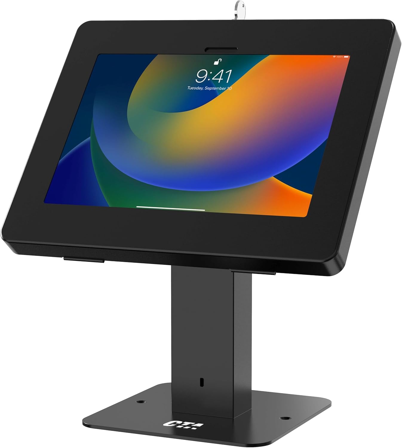 CTA Digital Sleek Tabletop Stand for iPad Tablets with Lockable Enclosure for iPad 10th Gen 10.9 - iPad Pro 10.5  More - Black - (PAD-RSDMB)