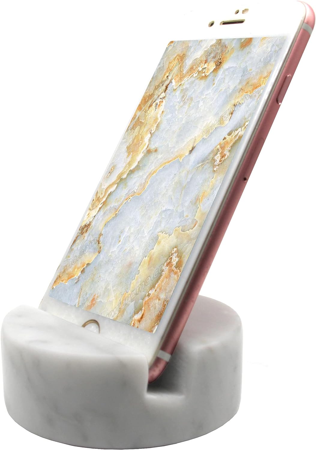 fashciaga Luxurious Marble Cell Phone Stand Holder for Cellphone Tablet On Desk, Countertop, Table, Nightstand. Heavy Solid Real Stone Mobile Phone Stands