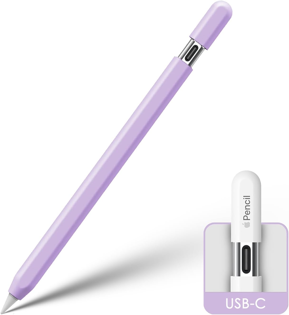 KELIFANG Silicone Case Sleeve Cover for Apple Pencil (USB-C) 2023, Protective Skin iPad Pencil Holder, Anti-Slip Grip Accessories Compatible with Apple Pencil 3rd Generation, Purple