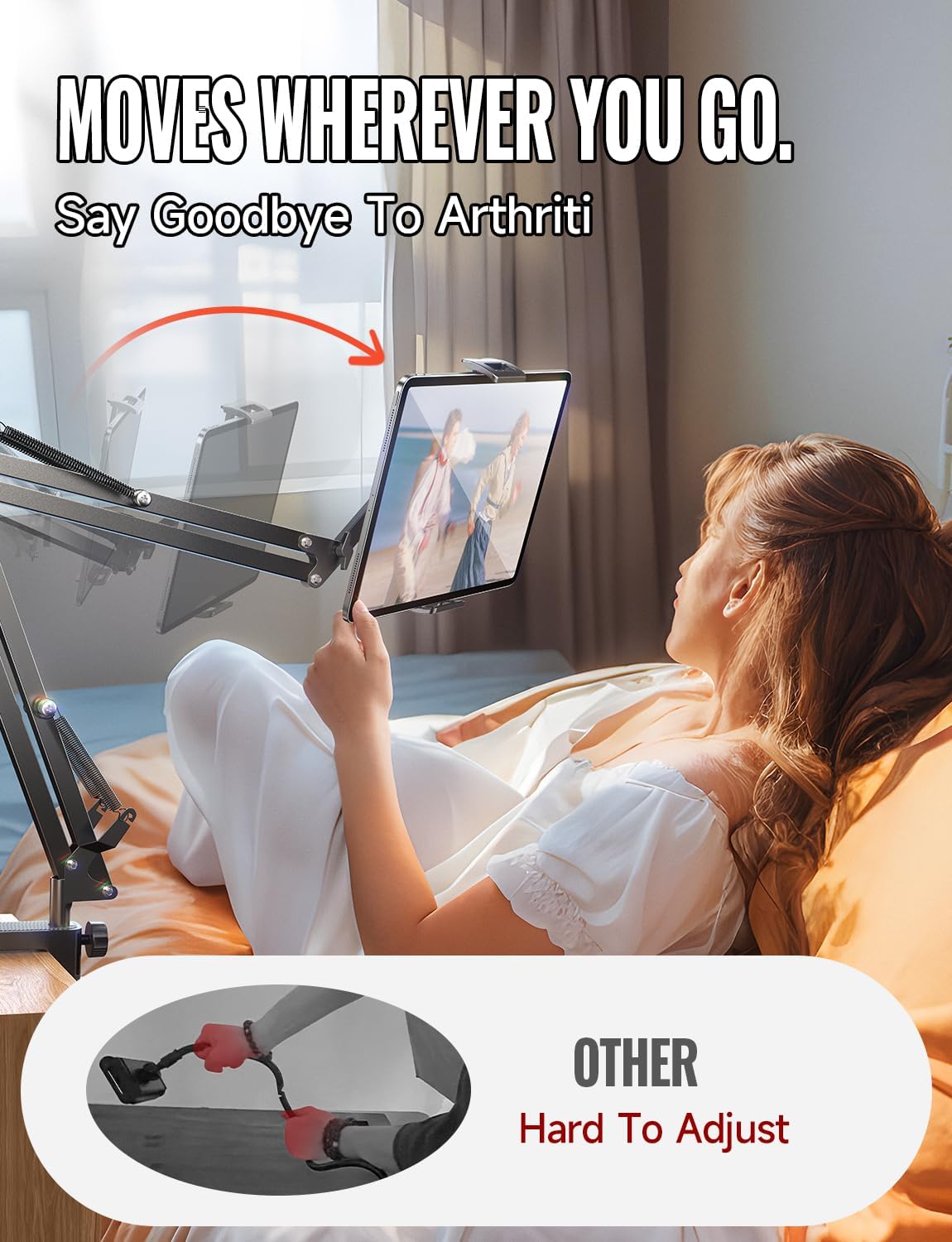 LISEN for Kindle Stand Holder Reading Accessories in Bed Desk, for iPad Stand for Desk Bed Tablet Stand Holder for Kindle Paperwhite Oasis 2024 iPhone iPad Tablets 4-12.9 inches