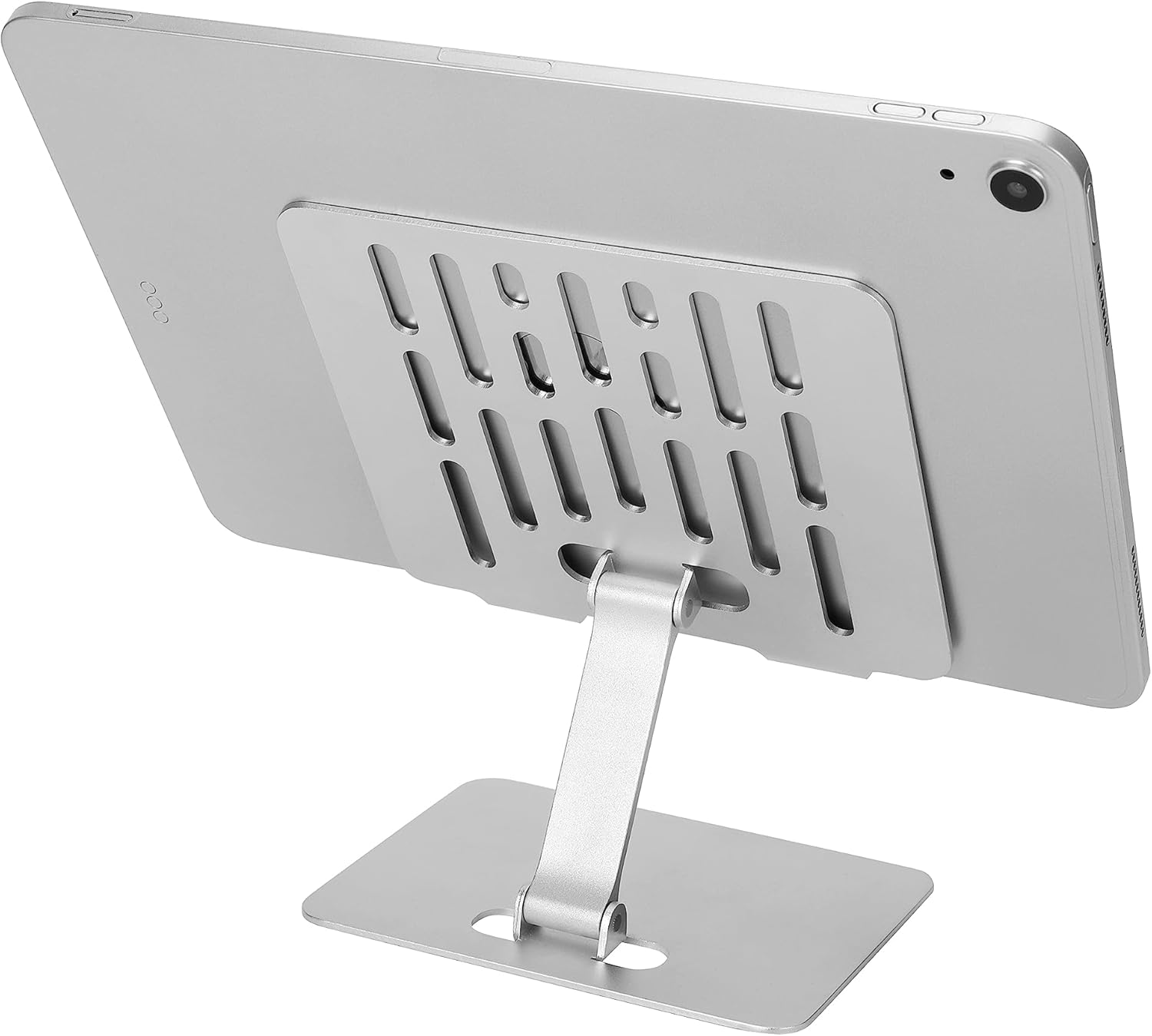 Metal Tablet Stand, a Portable Desktop Tablet Holder Stand That can be Folded up and Down to Adjust Height. Suitable for ipad Holder up to 12 inches (Black)