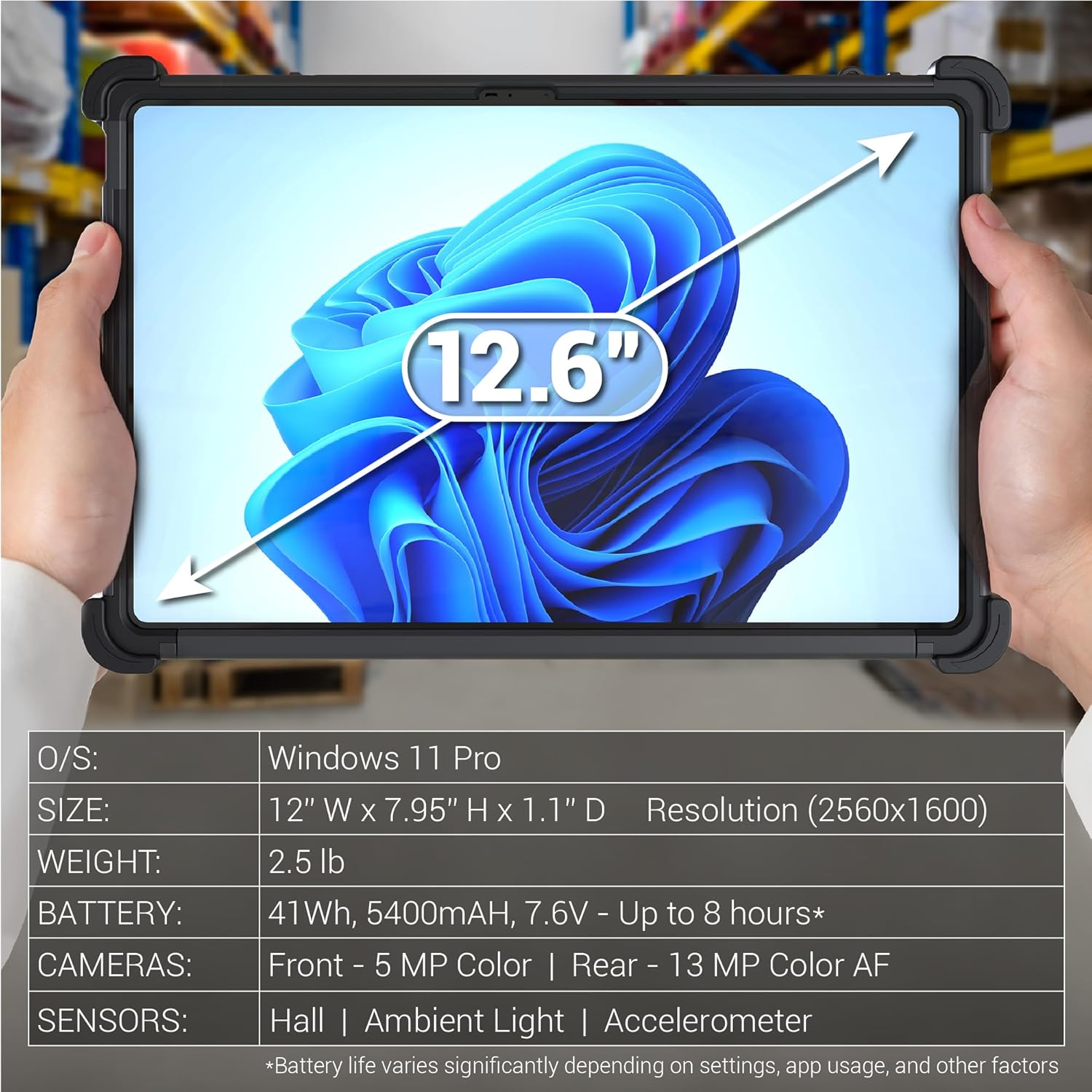 MobileDemand Flex 12B 2-in-1 Laptop, Rugged Tablet PC Windows 11 Pro Upgrade, 16GB RAM, 256GB, 12.6 inch Screen, MIL-STD-810H Certified, Field Work Tablet with Keyboard, Android Tablet Alternative