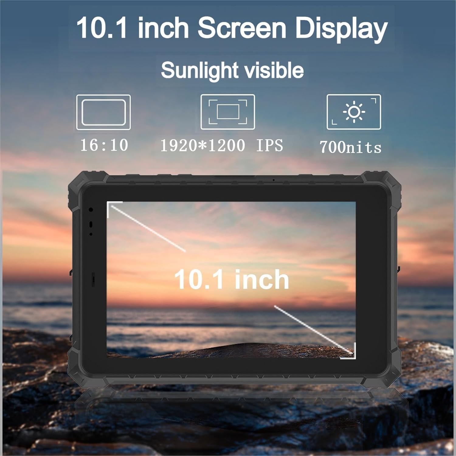 Rugged Tablet W10N,10.1 Inch Windows 11 Pro Tablet,8GB+128GB,Intel N5100,IP68 Waterproof,700nit Sunlight Readable,4G LTE GPS WiFi Heavy Duty Industrial Outdoor Work Tablet PC 2024