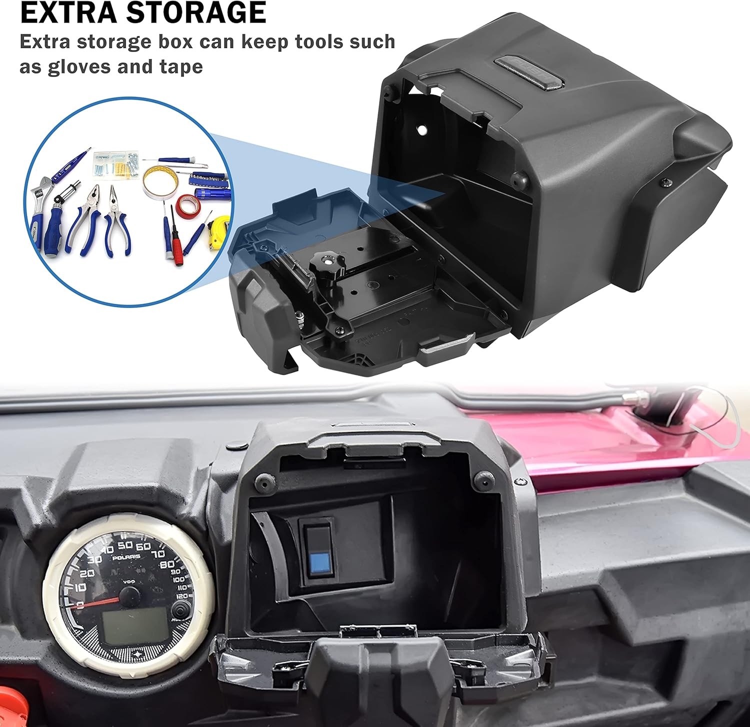 SAUTVS Tablet Phone Device Holder for 2014-2018 Polaris RZR XP 1000/ XP 4 1000, Electronic Device GPS Mount with Extra Storage Box Compatible with Polaris RZR 1000 XP/ XP4 1000 2014-2018 Accessories