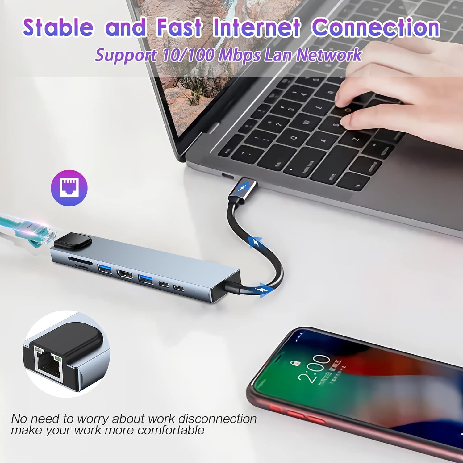 USB C HUB, USB C Adapter 11 in 1 Dongle with 4K HDMI, VGA, Type C PD, USB3.0, RJ45 Ethernet, SD/TF Card Reader, 3.5mm AUX, Docking Station Compatible with MacBook Pro/Air, Other Type C Laptops