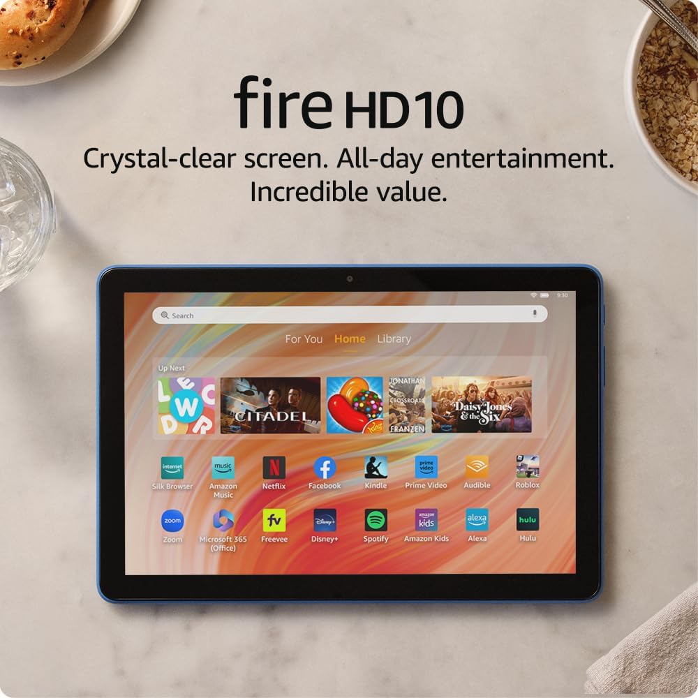 Amazon Fire HD 10 tablet (newest model) built for relaxation, 10.1 vibrant Full HD screen, octa-core processor, 3 GB RAM, 64 GB, Ocean