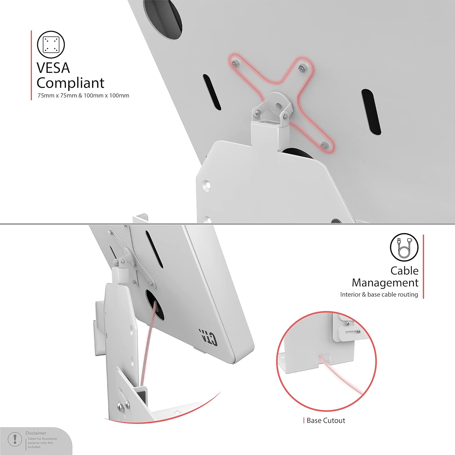 Anti-Theft iPad Kiosk Stand – Point Of Sale Station with Credit Card Reader Slot  Printer Slot for iPad Air 11 M2 (2024) - iPad Pro 11 M4 (2024)  more 7-11 Tablets - White - (PAD-PARAPOSW)