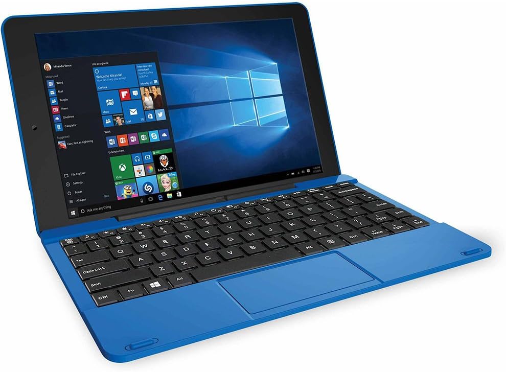 RCA Cambio 10.1 2-in-1 Tablet 32GB Intel Quad Core Windows 10 Blue Touchscreen Laptop Computer with Bluetooth and WiFi