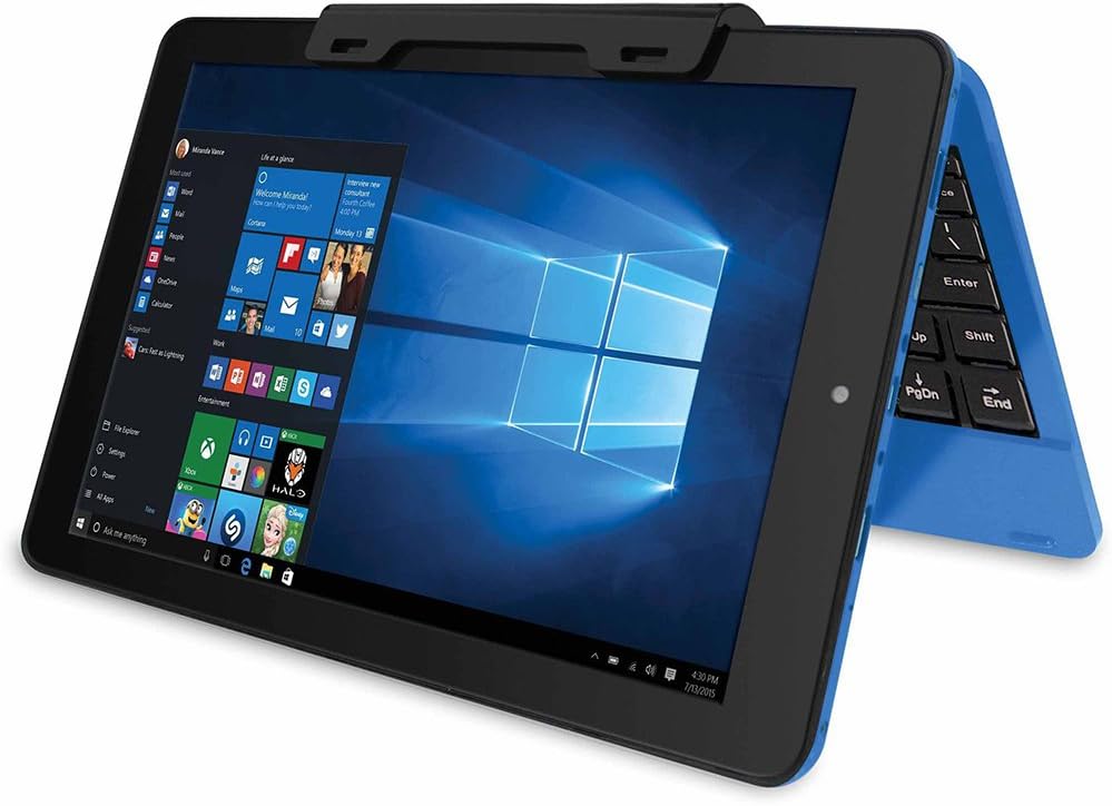 RCA Cambio 10.1 2-in-1 Tablet 32GB Intel Quad Core Windows 10 Blue Touchscreen Laptop Computer with Bluetooth and WiFi