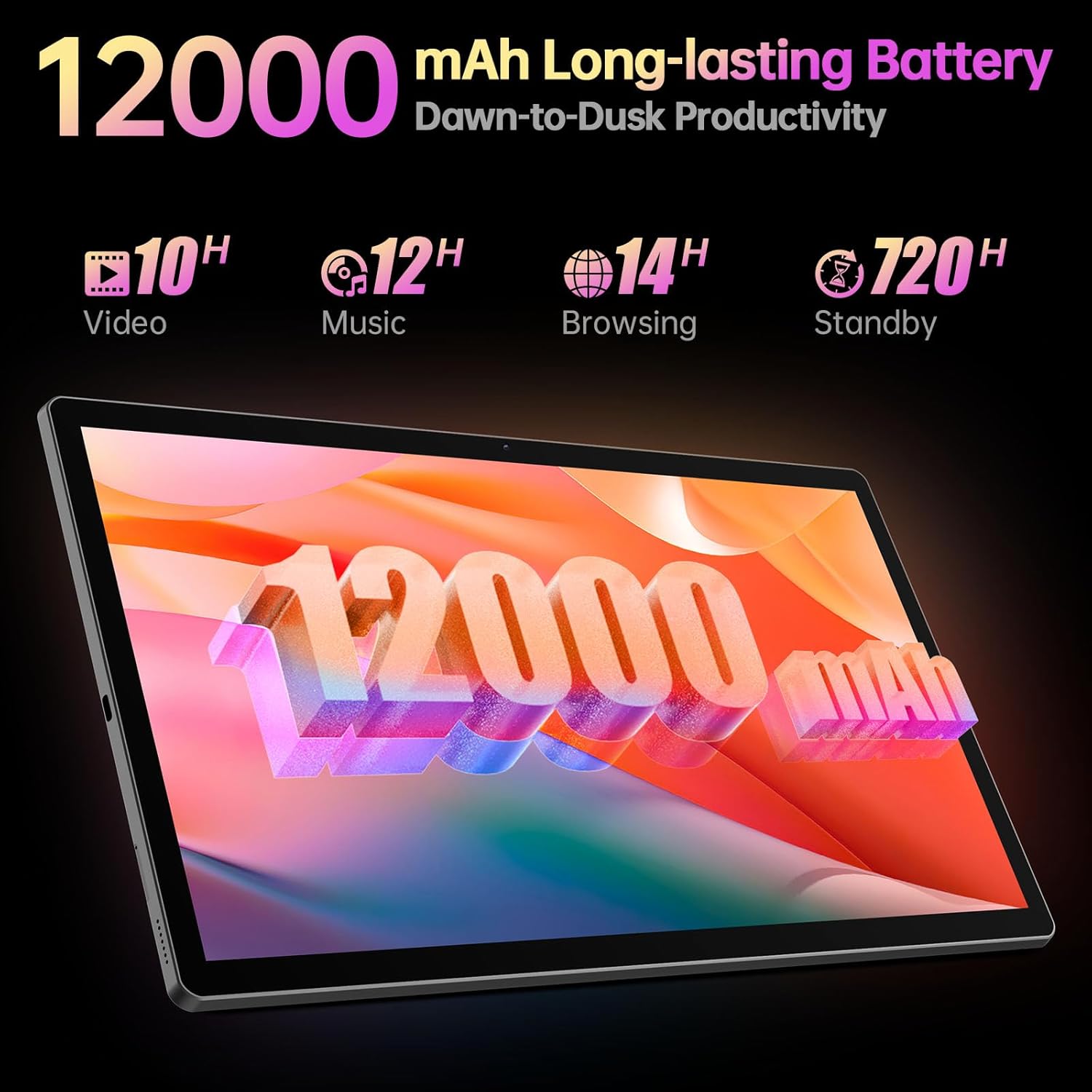 Tablet 15.6 Inch Android 13 Tablet, Large Tablet with1080 IPS HD Display Big Screen, 8-Core, 6GB+128GB, Support 512G TF Card, 12000mAh Long Lasting Battery for Movie/Work-Space Gray