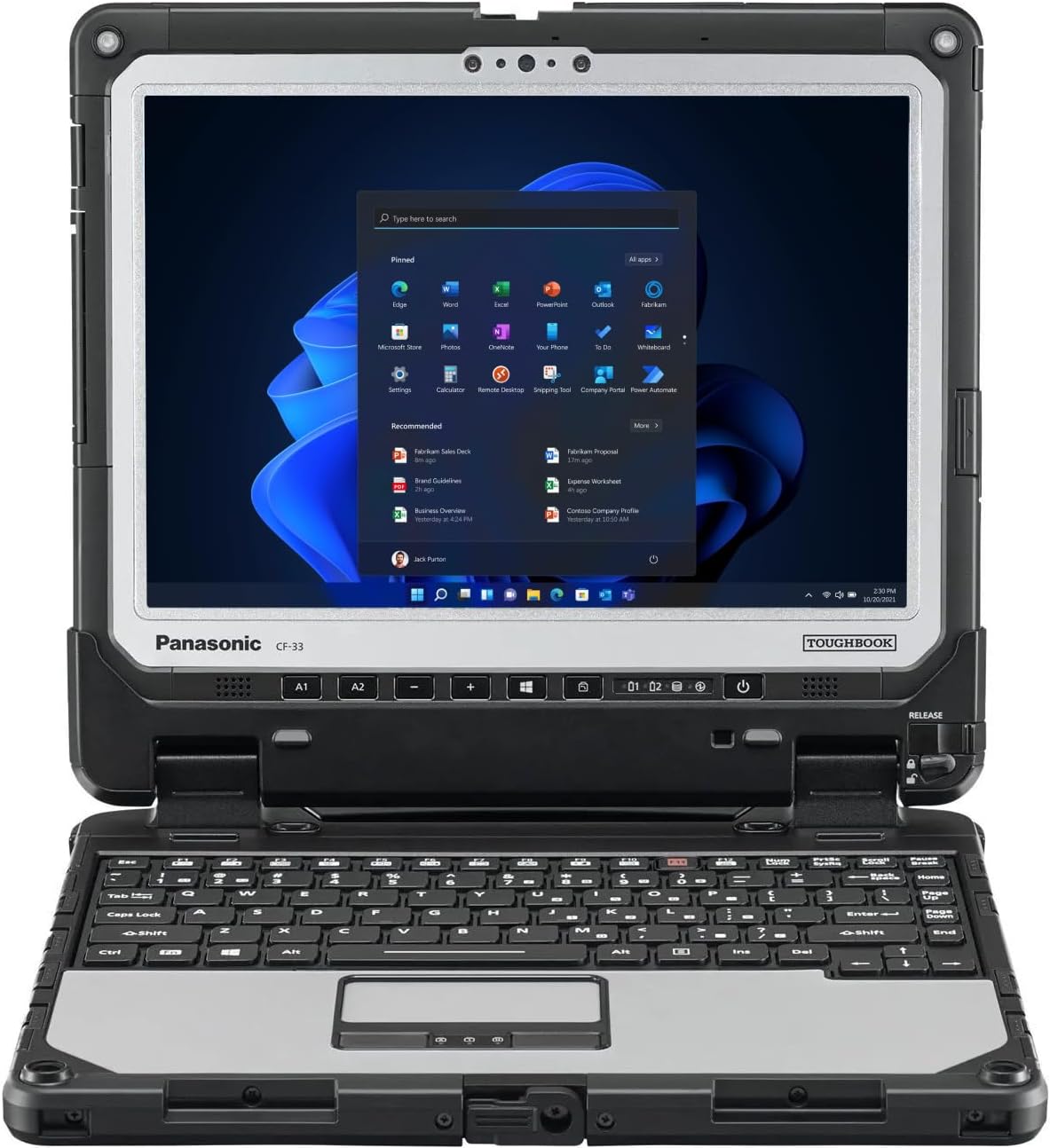 Toughbook Panasonic CF-33 MK1, Rugged 2-in-1, Intel Core i5-7300U up to 3.5GHz, 12-inch QHD Touchscreen + Digitizer, 8GB RAM, 256GB SSD, 4G LTE, Premium Keyboard, Windows 11 Pro (Renewed), Silver