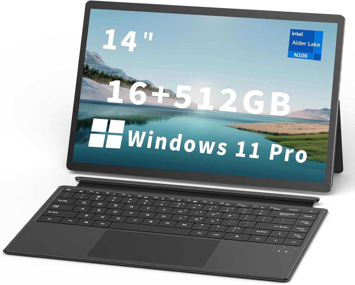 2 in 1 Laptop Touchscreen, 14 Inch Tablet Laptop Computer, Intel 12th Gen N100 Processor, 16GB DDR5 RAM, 512GB SSD, 1920 x 1200, Wi-Fi 6, BT5.2, Backlit Keyboard, Windows 11 Pro