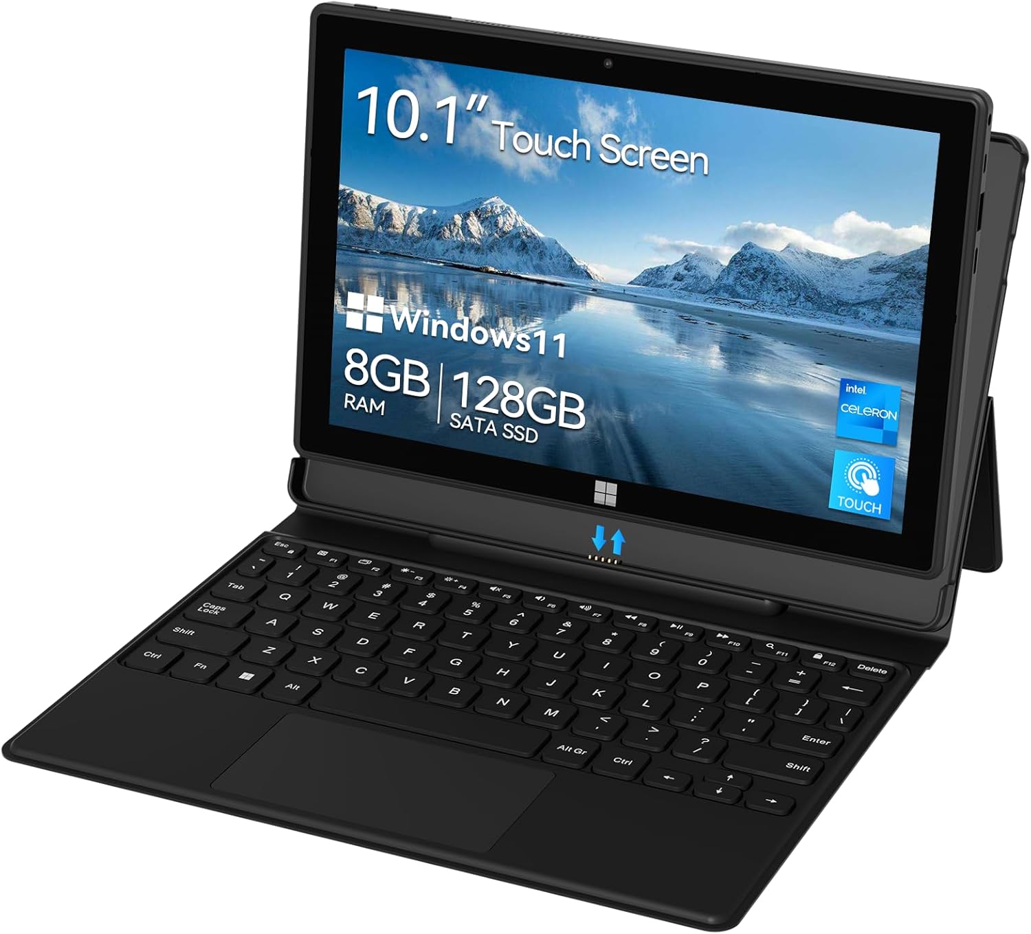 ADREAMER Windows Tablet 10.1, Windows 11 Home, 8GB RAM+ 128GB SSD, Detachable Keyboard, 5G WiFi, USB 3.0, Type C, Micro HDMI, Portable for Work, Study, CNC  Sewing