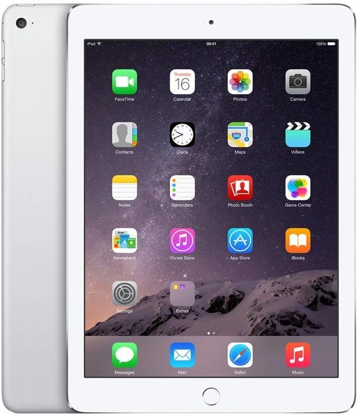 Apple iPad Air 2 MH322LL/A (128GB, Wi-Fi + Cellular, Silver) 2014 Model (Renewed)