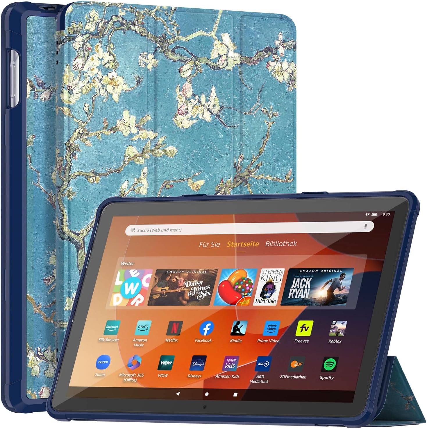 Fire HD 10 Tablet Case (13th Gen, 2023), DJRPPQ Dual Angle Lightweight Trifold Stand with Soft TPU Back Case for Fire HD 10 Kids  Kids Pro Tablet, Auto Wake/Sleep, Also for 10in Sony Nokia-Sky Blue