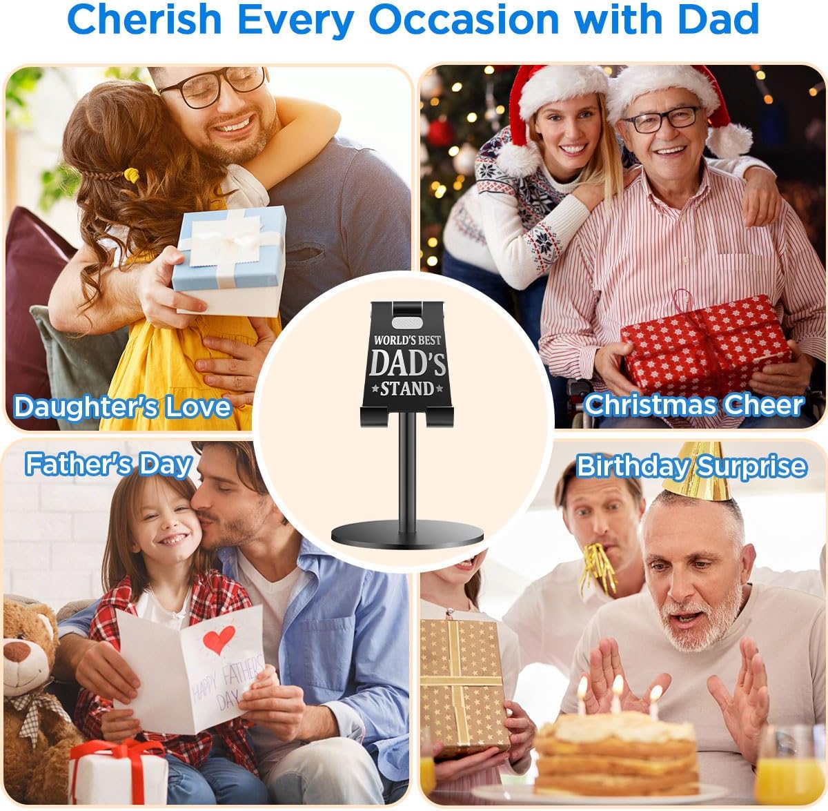 AICase Gifts for Dad, Birthday Christmas Fathers Day Presents for Dad from Daughter and Son, Cool Worlds Best Dads Ideas Stand for iPad/iPhone/Phone