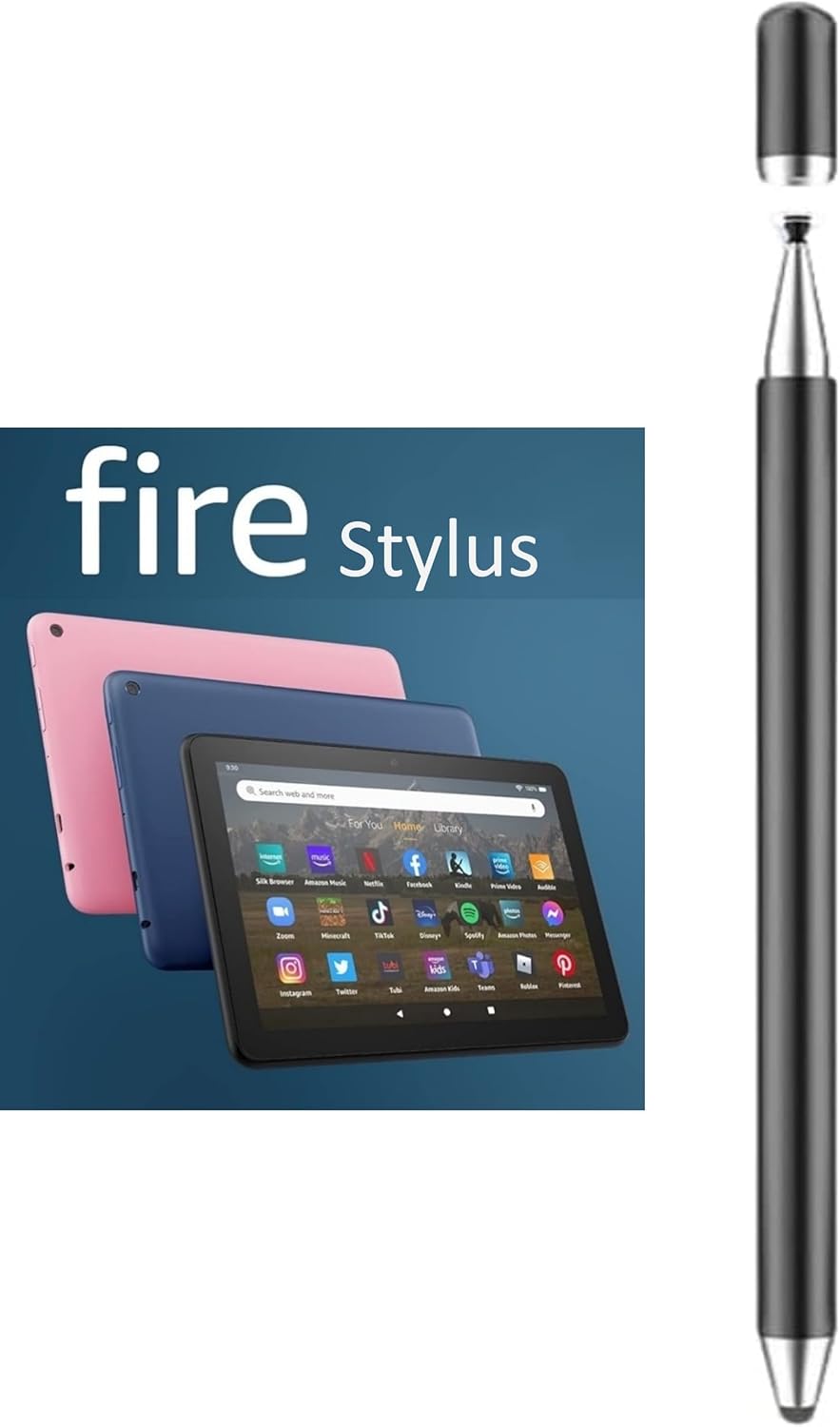 AMZ Fire Tablet Pen for Fire Max 11 Stylus Pen, Stylus Pen for HD 10/8 /8 Plus /7 /Kids, Stylus Pen for iPhone/ipad/Samsung/Google Android Tablets, Compatible with All Touch Screen Devices (Black)