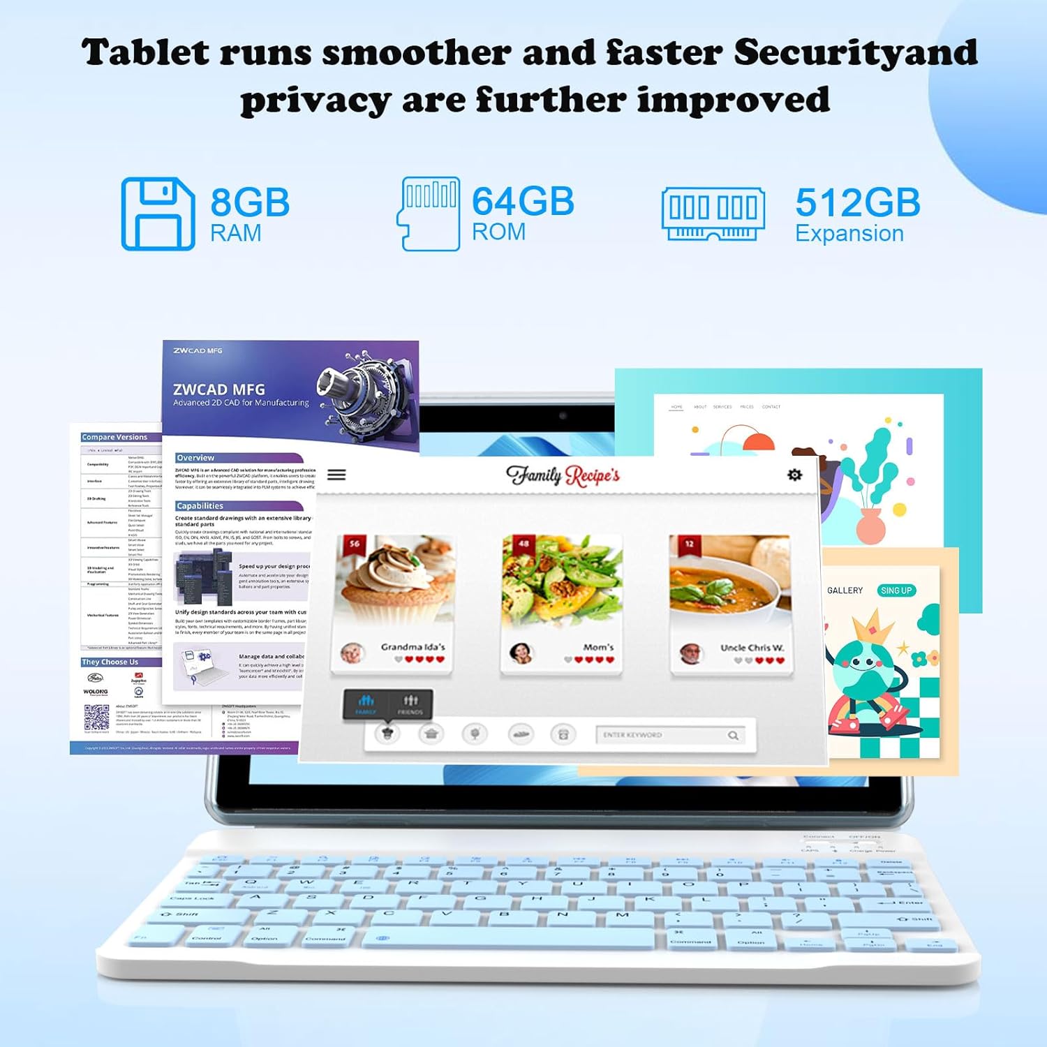 Android 13 Tablet with Keyboard, 10.1 Inch 8GB RAM+128GB ROM/1TB Expandable Tablet PC, Quad-core 2.0GHz CPU, 1280*800 10 HD Screen, 2.4G/5G WiFi 6 BT 5.0 Tablet, 2 in 1 Tablets with Case Mouse Stylus