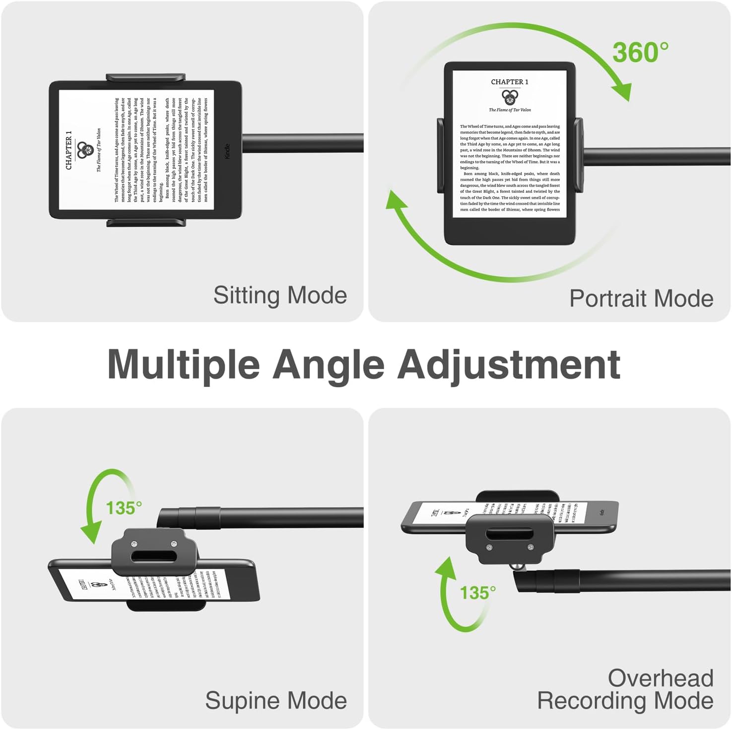 elitehood iPad Stand Floor, 360° Rotatable iPad Stand for Bed Laying Down, Height Adjustable Kindle Stand for Reading, Tablet Floor Stand for 4.7-13 iPad Mini Air Pro, Galaxy Tab, Kindle, iPhone