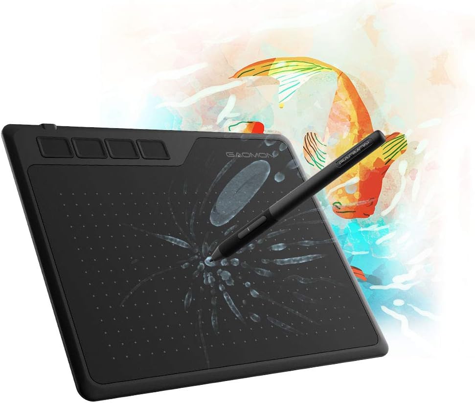 GAOMON S620 Drawing Tablet 6.5 x 4 Inch Graphics Tablet with 8192 Passive Pen 4 Customizable ExpressKeys for Digital Drawing  OSU  Online Teaching-for Mac Windows Android OS