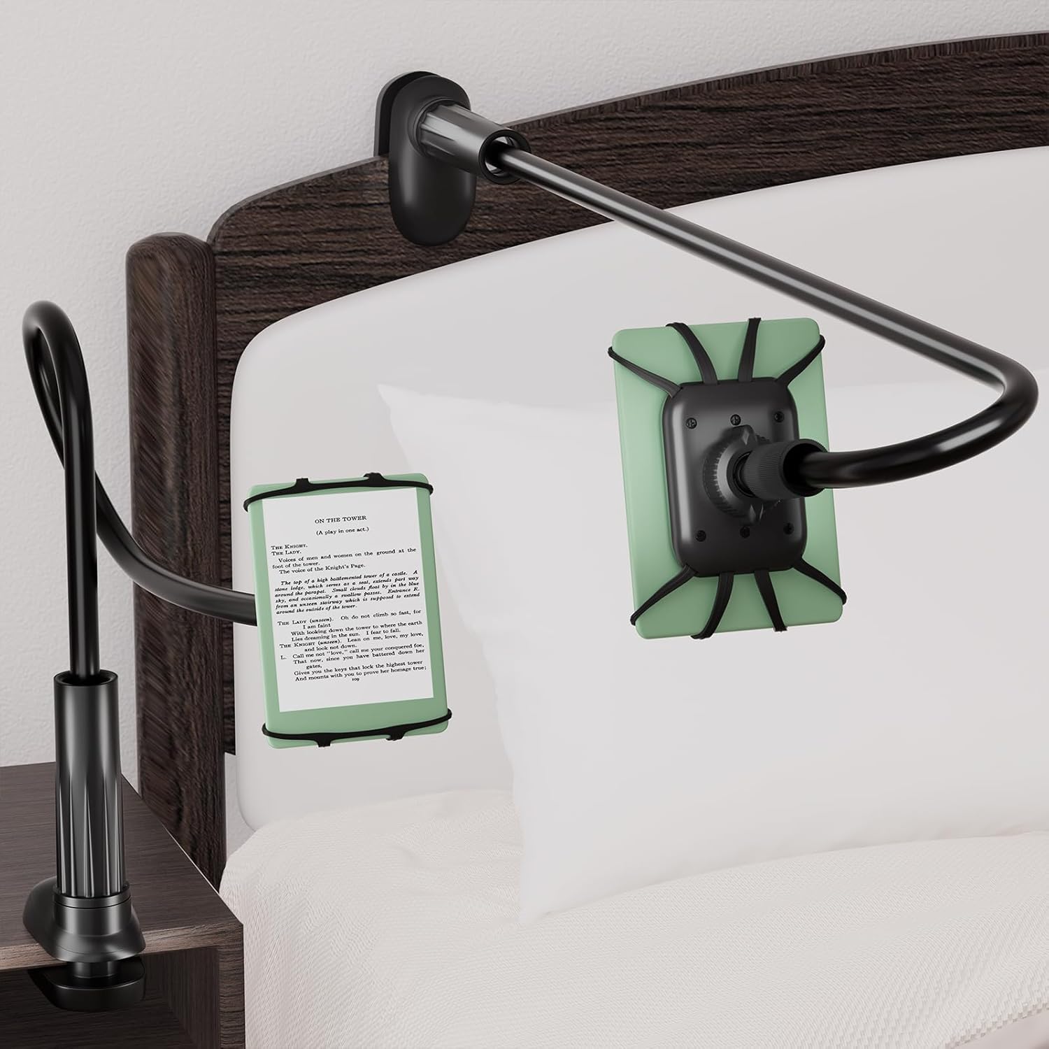 Gooseneck Kindle Holder for Reading in Bed - [Anti-Slip] Phone Holder for Bed, Kindle Stand Accessories 2024, for iPad Mini Stand for Desk, for Kindle Paperwhite Oasis Tablets 4-10.5 inches