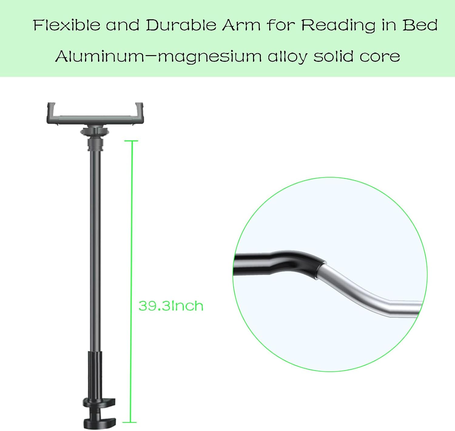 Gooseneck Kindle Tablet Holder Stand for Reading in Bed Adjustable Arm Mount for Bed for iPhone, iPad Mini, Tablet,Switch, Samsung Galaxy Tabs, Hands Free Kindle Setup Paperwhite Accessories, 35 in