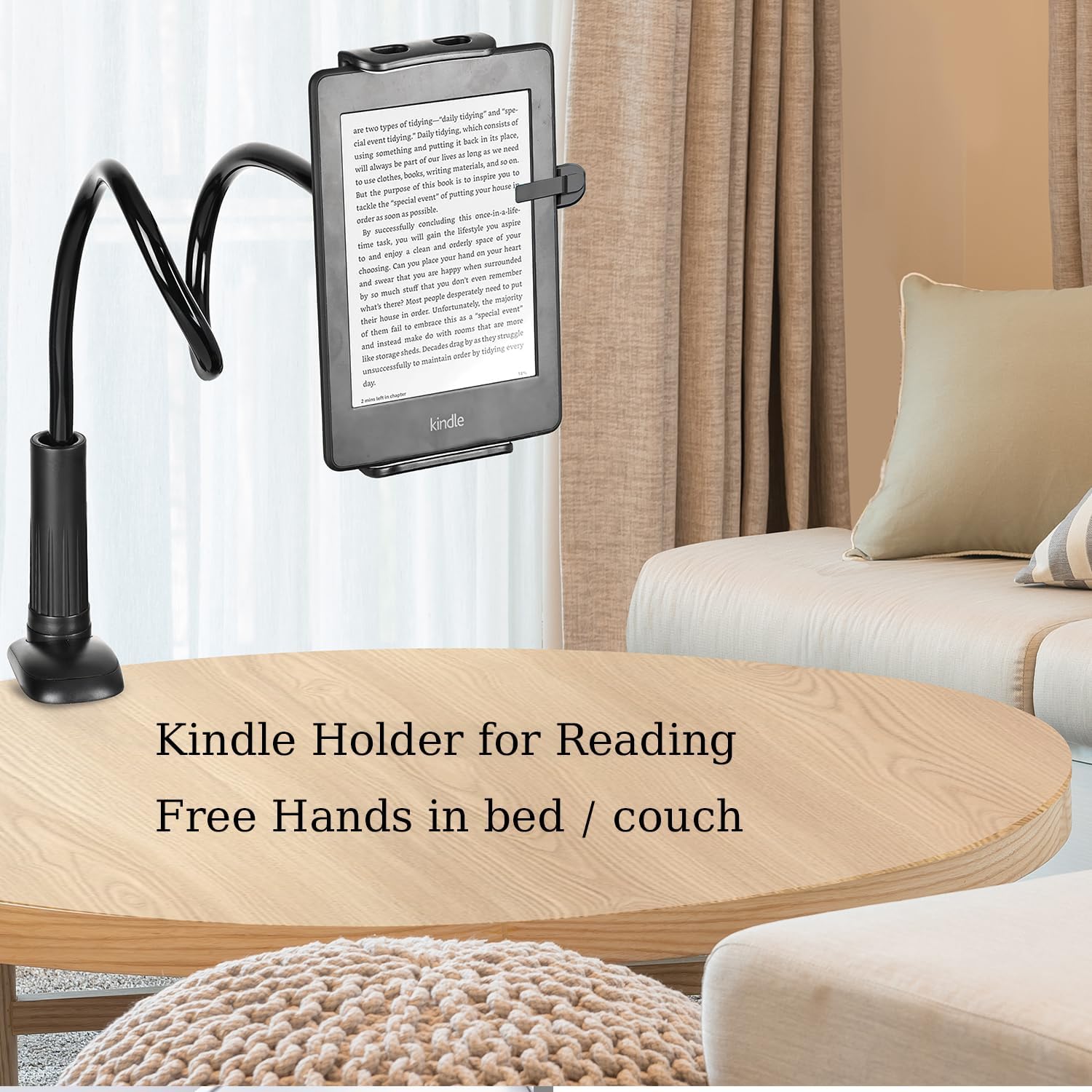 Gooseneck Tablet Stand Kindle Holder for Bed, Tablet Stand with Adjustable Flexible Arm Clamp Mount Clip Holder for Phone iPad Air Mini | Galaxy Tabs | Kindle Fire | Switch or Other 4.7-10.5 Devices