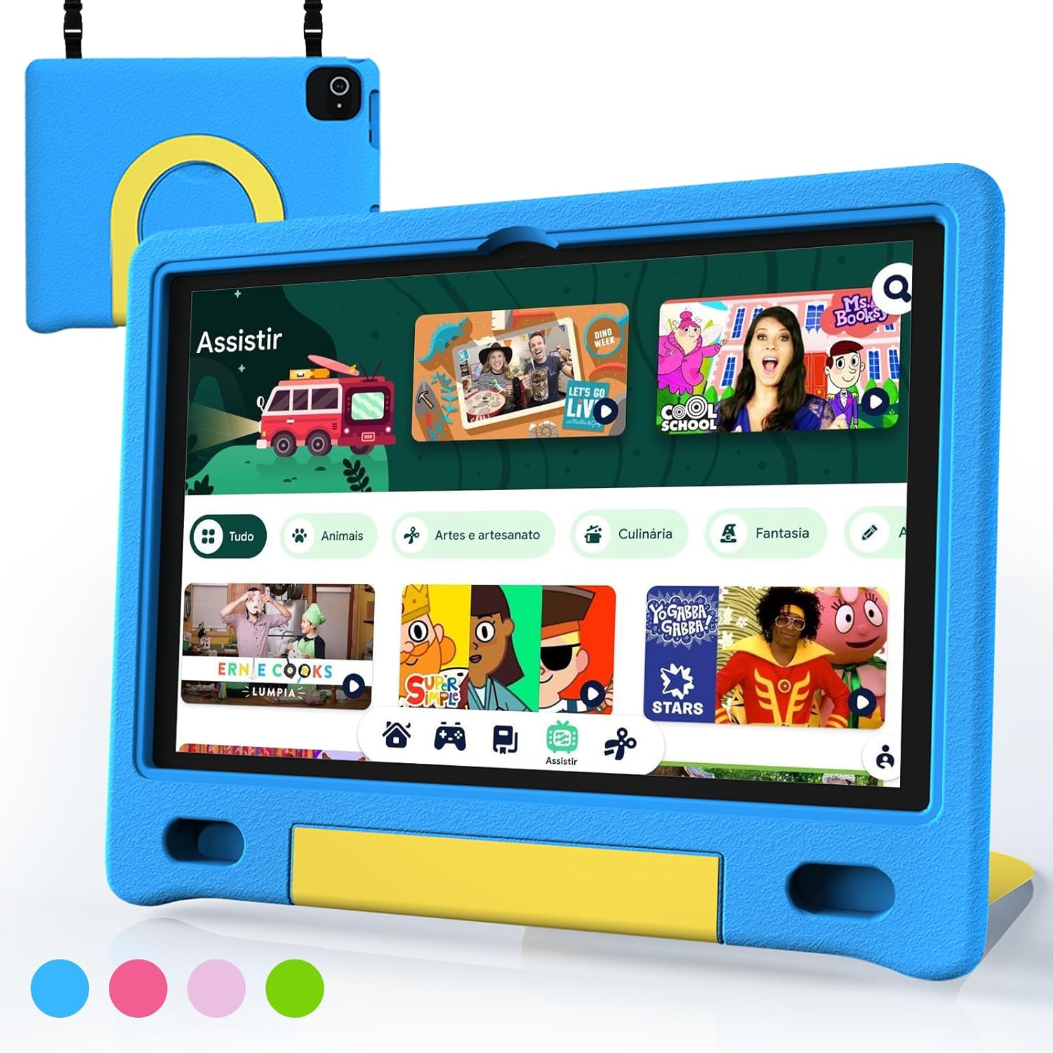 Kids Tablet, 10.1 Inch Tablet for Kids, Android 14, 64GB, Octa-Core CPU, WiFi, Big Battery, Kids Conten, Parental Control, HD Display Children Tablet Age 3-12, Bluetooth, Blue Shockproof Case