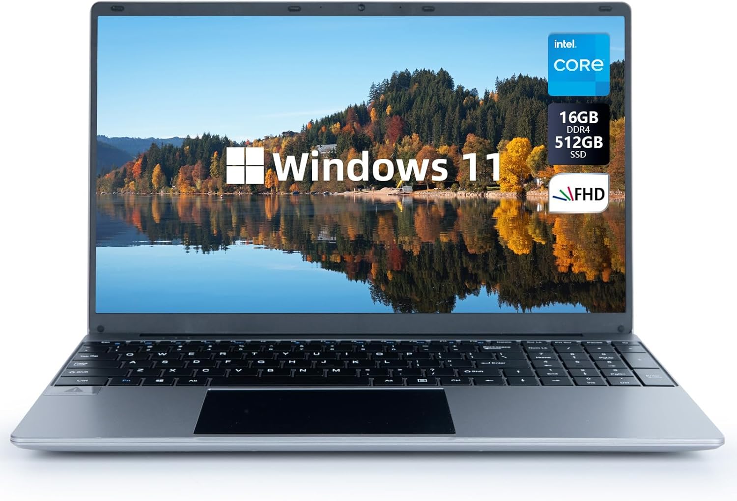 Laptop, 15.6 1080P Full HD Display High Performance Quad-Core Intel Celeron N5095 Processors 16GB DDR4 512GB SSD Windows 11 Laptop Computers, 2.4G/5G WiFi, Bluetooth 4.2, Long Battery Life