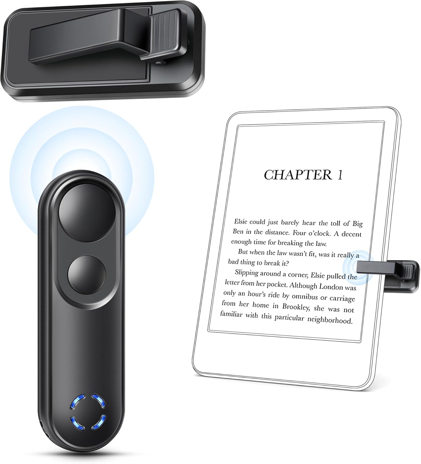 RF Remote Control Page Turner for Kindle Paperwhite Oasis Scribe Kobo,Clicker Page Turner Kindle Accessories for iPhone,iPad, Android Tablets Reading Novels,Camera Video RecordShutter Selfie