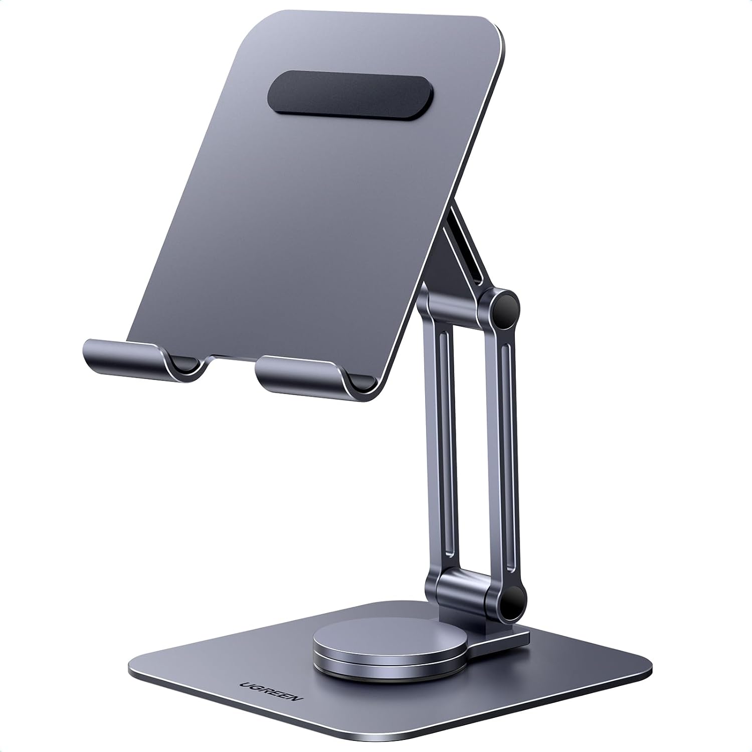 UGREEN Tablet Stand for Desk Swivel with 360° Rotating Base Tablet Holder Aluminum Portable Stand Adjustable Home Office Accessories Compatible with iPad Pro 11 Air Mini 6 5 Grey