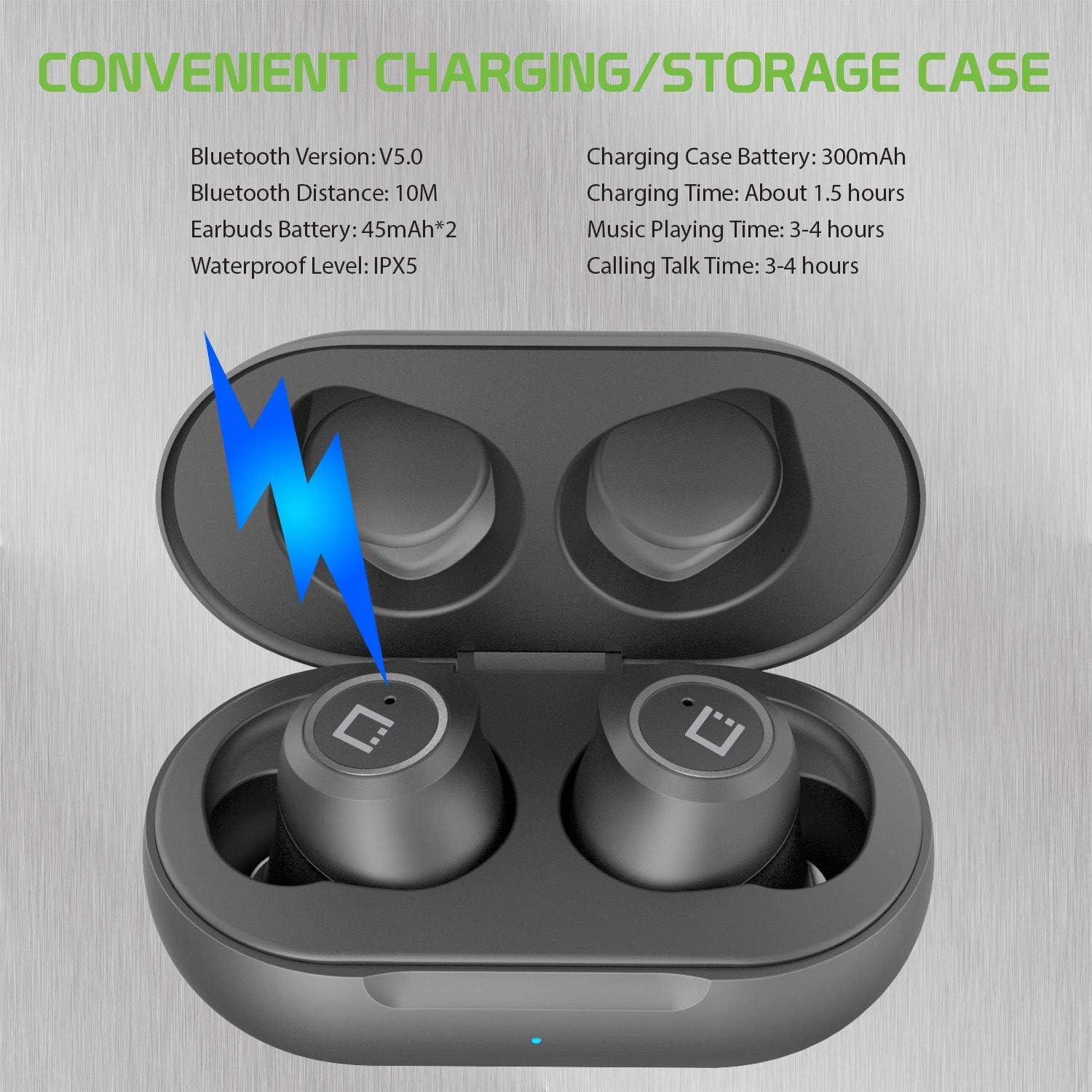 Works For iPhone 1212 Pro12 Pro Max12 Mini by Cellet Wireless V5 Bluetooth Earbuds Works for Apple iPhone 1212 Pro12 Pro Max12 Mini with Charging case for in Ear Headphones. (V5.0 Black)