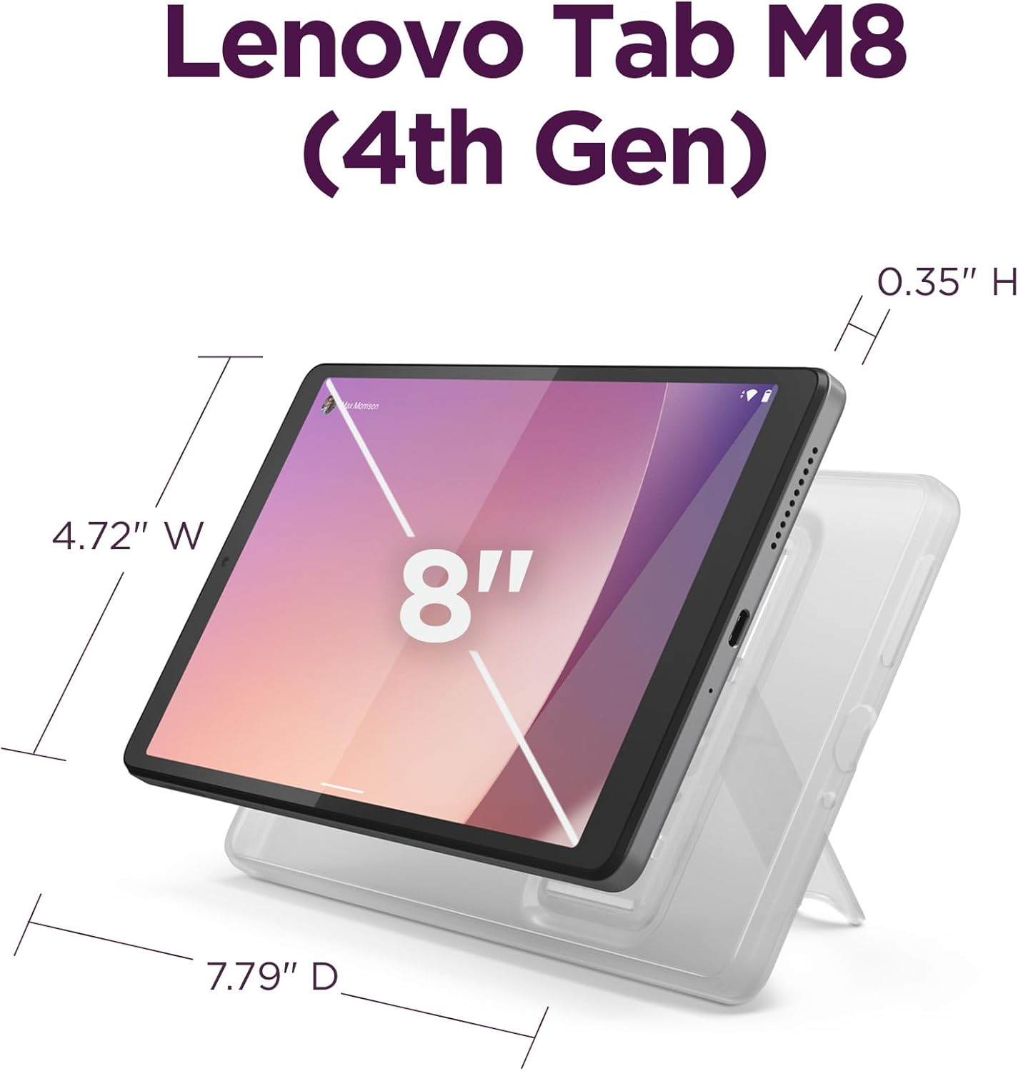 Lenovo Tab M8 Gen 4-2024 - Family Tablet - Google Kids Space - 8 HD Touch Display - 2 GB Memory - 32 GB Storage - MediaTek Helio A22 - Arctic Grey - Folio with Stand