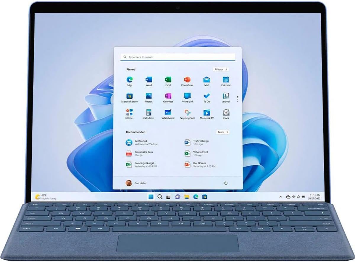 Microsoft Surface Pro 9 (2022), 13 2-in-1 Tablet  Laptop, Thin  Lightweight, Intel 12th Gen i5 Fast Processor for Multi-Tasking, 8GB RAM, 256GB Storage with Windows 11, Sapphire Microsoft Copilot